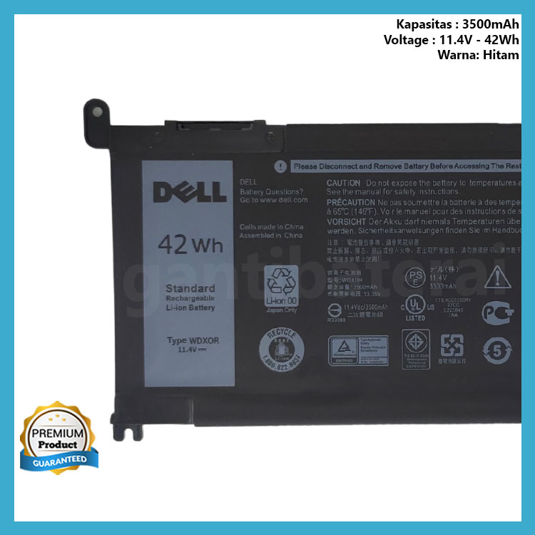 ORI Baterai Dell Inspiron 14 5481 14 5482 15 5584 3781 5485 5590 WDXOR