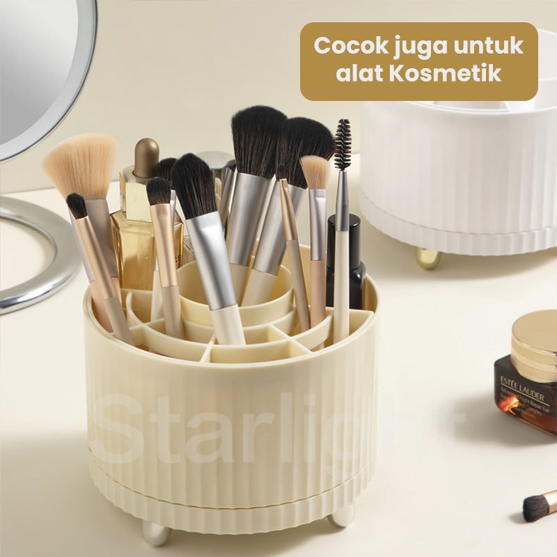 Starlight Kotak Pulpen Putar Tempat Penyimpanan Alat Tulis Organizer Meja Tempat Pen Brush Sekat Desk Organizer Stationery HSB680