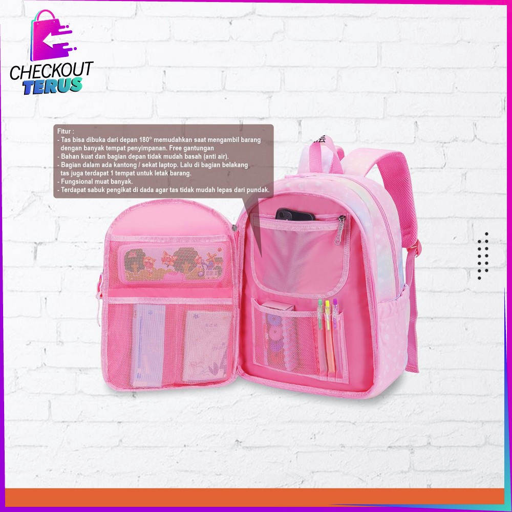 CT T49 Tas Sekolah Anak Perempuan Waterproof TK SD Model Pelangi Kids Bag Backpack Multifungsi Ransel Remaja Anti Air Lucu Aesthetic