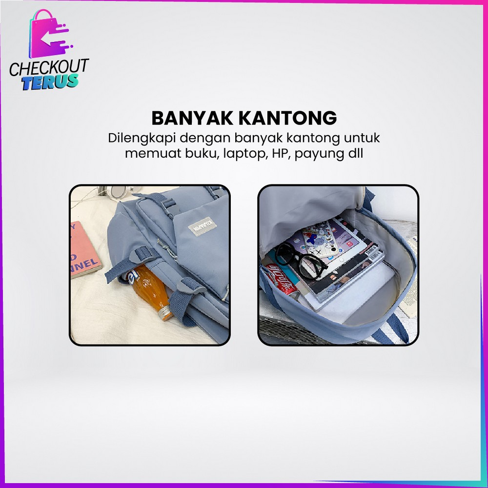 CT T48 Tas Sekolah Anak Perempuan Tas Backpack Travelling Wanita Fashion Tas Punggung Sekolah Stylish Tas Ransel Korean Fashion