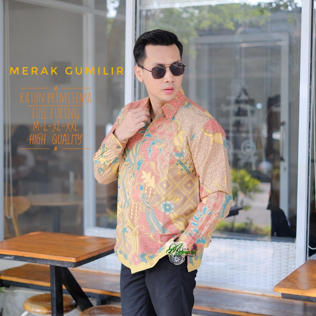 MERAK GUMILIR ASMARA BATIKSOLOAMANAH KEMEJA BATIK PRIA LENGAN PANJANG PENDEK LAPIS FURING PREMIUM KATUN HALUS TIRTA KUNING TIRTA MERAH BAGASWARA MERAH PAKU AJISASTRO BIRU GIYANDRA BIRU MERAK KAMULYAN BRAMANTYO CIUNG BIRU KEMBANG PAGER BIRU MERAK KAMULYAN