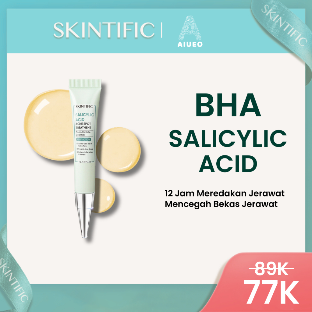 [FLASH SALE] SKINTIFIC Salicylic Acid Acne Spot Treatment Gel 10g 12 Hours Cure Acne Treatment Anti Acne Obat Jerawat Totol Jerawat Salep Jerawat