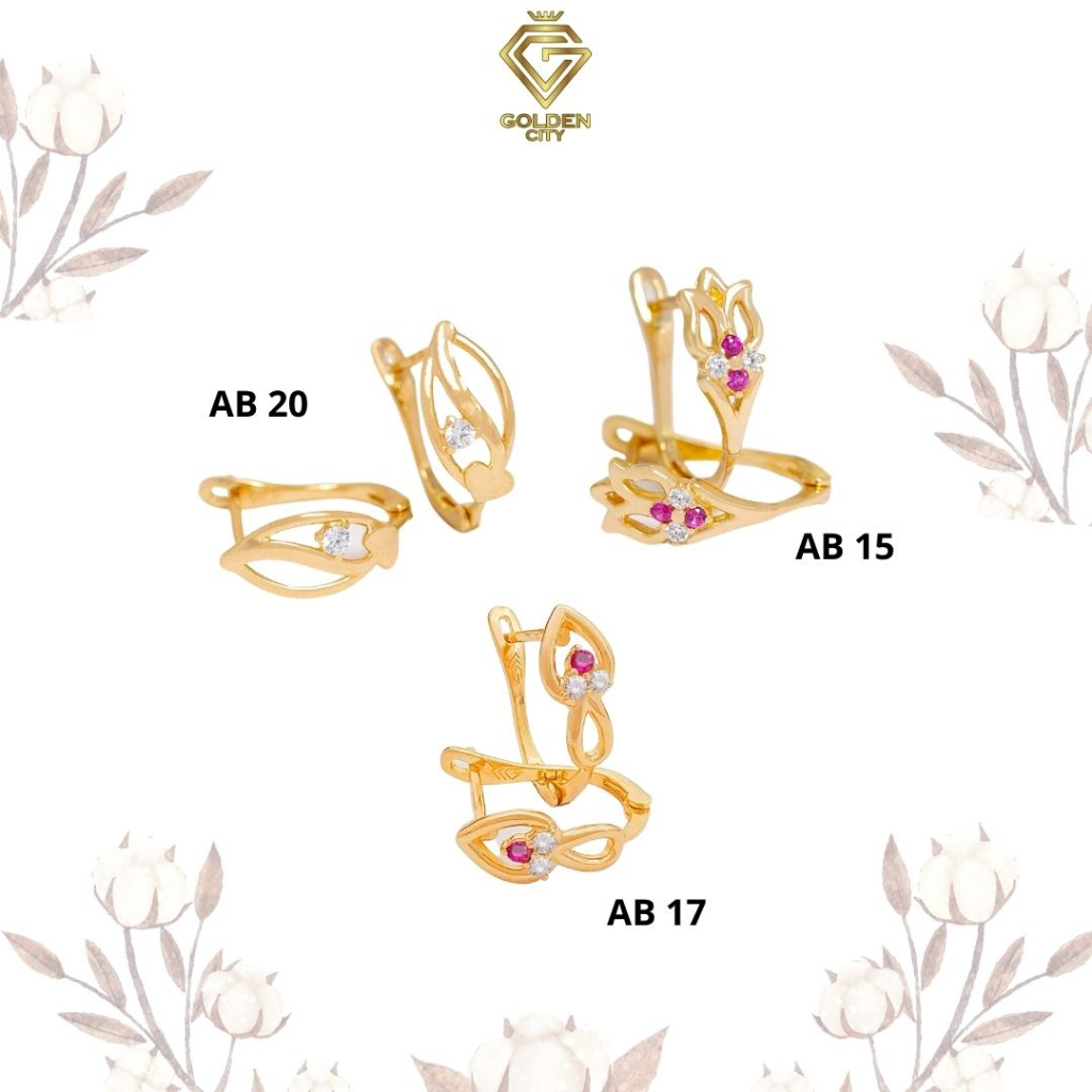 Anting emas murni model jepit kadar 375(8k)anting wanita1,5 gram  jepit