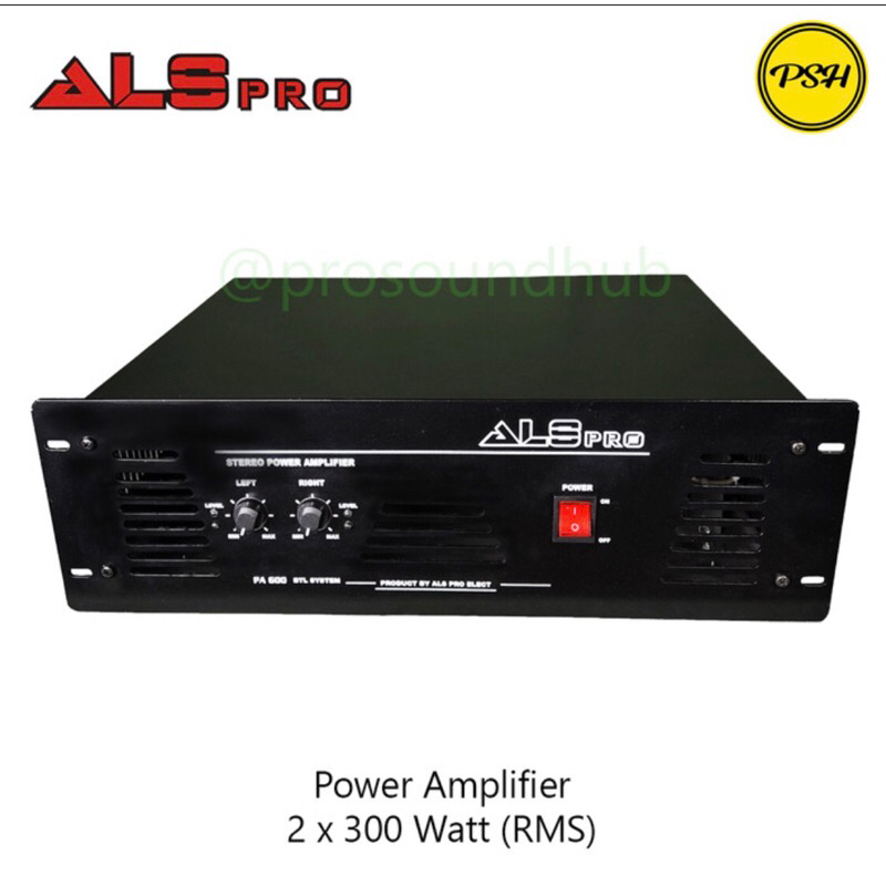 ALS Pro PA 600 Power amplifier 300 watt stereo 2 channel amply