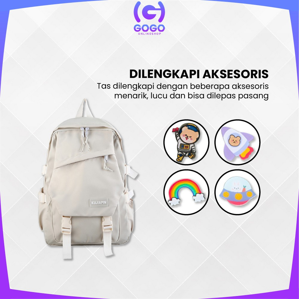 GOGO-T48 Tas Sekolah Anak Perempuan Tas Travelling Backpack Wanita / Tas Ransel Korea Wanita Fashion Backpack Tas Punggung Sekolah Stylish