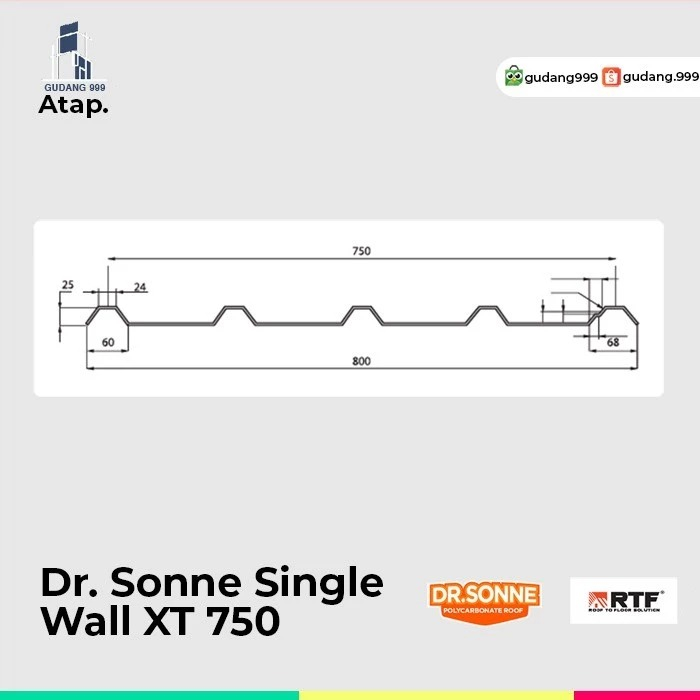 RK Atap Transparan / Dr. Sonne XT750 / Spandek Transparan / Polycarbonat