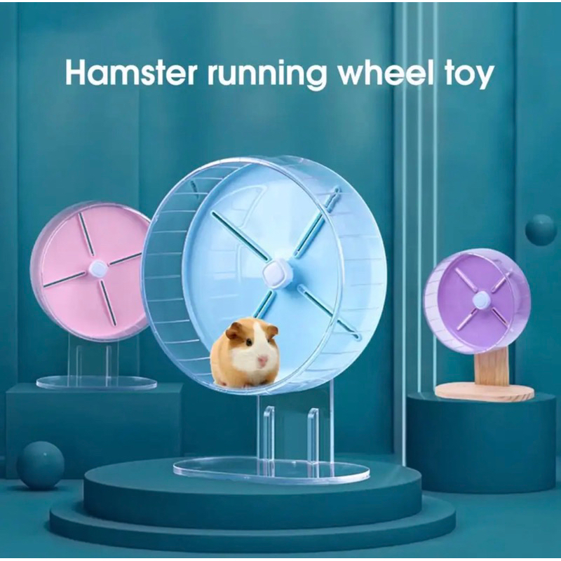20cm Biru Blue Hamster Running Wheel Roda Putar Kandang Mainan Silent Kincir Hamtaro Guinea Pig Akse