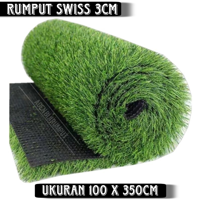 Rumput sintetis swiss 3cm - 100cm x 350cm - rumput sintetis dekorasi - rumput palsu terbaik - rumput