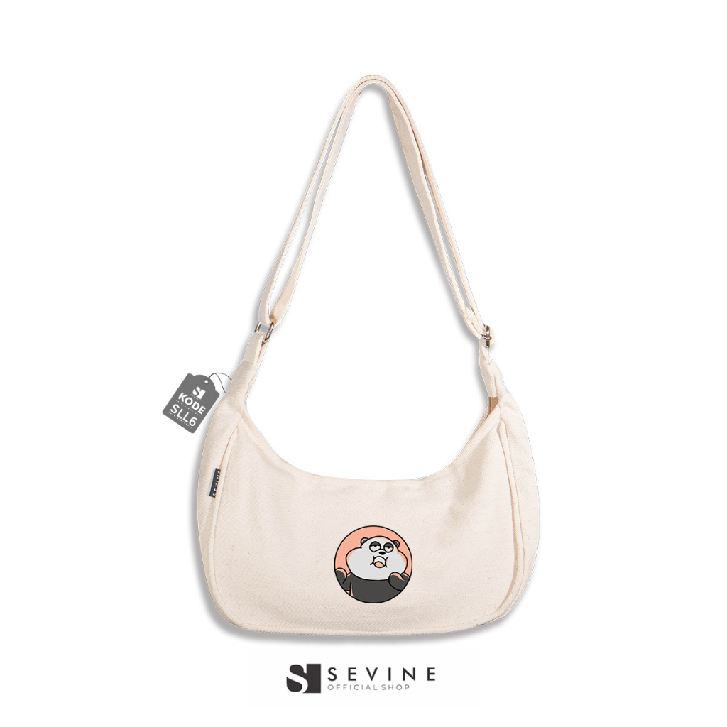 Sevine Luna Sling Bag Tas Selempang Wanita Tas Wanita Kanvas Resleting Shoulder Bag Hand Bag - SLL