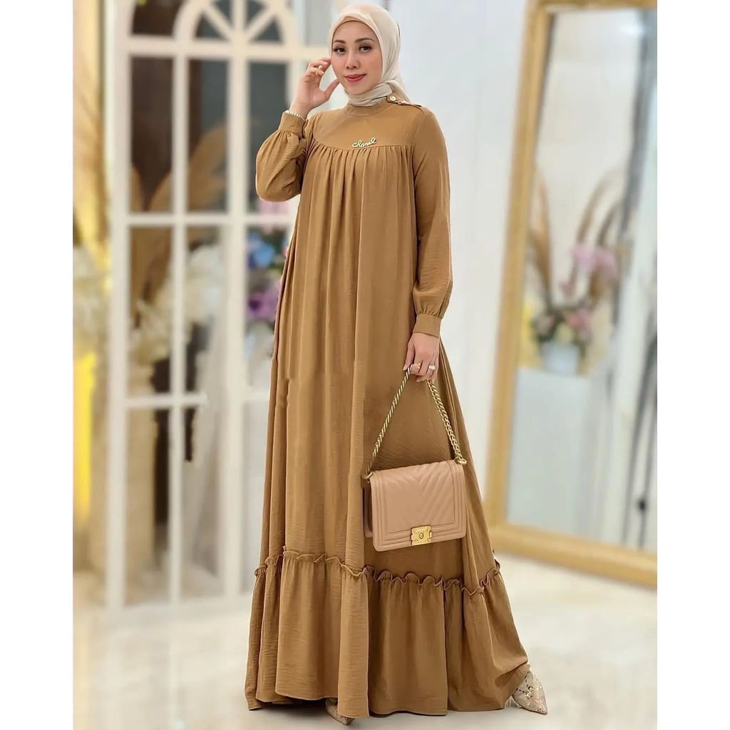 ( Cod ) Audry Maxy Size M L XXL XXXL Crinkle Airflow Premium Dress Wanita