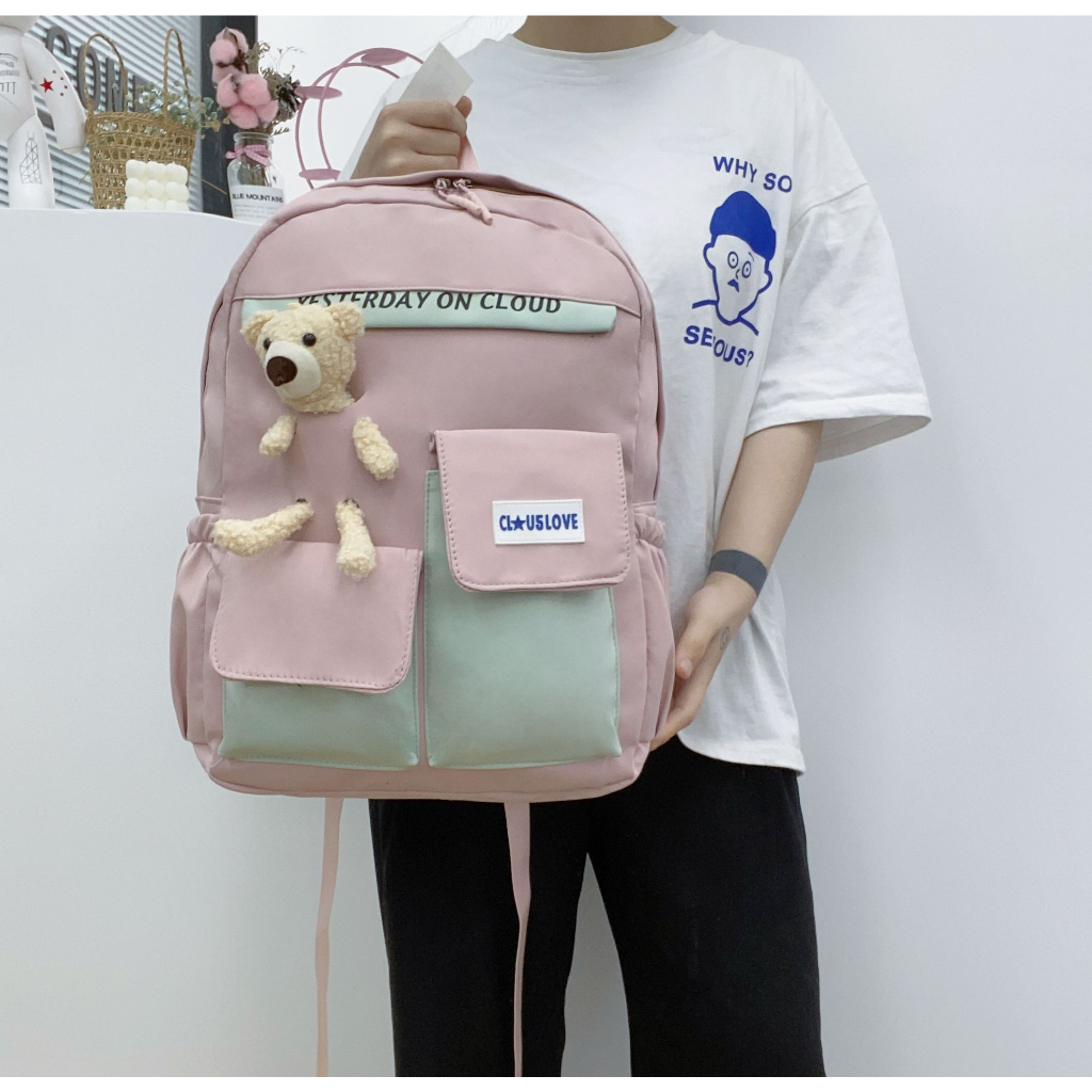 Tas Ransel Sekolah CLOUDS' LOVE 71623 Backpack Remaja Muat Laptop 16inch Bahan Anti Air WATCHKITE WKOS