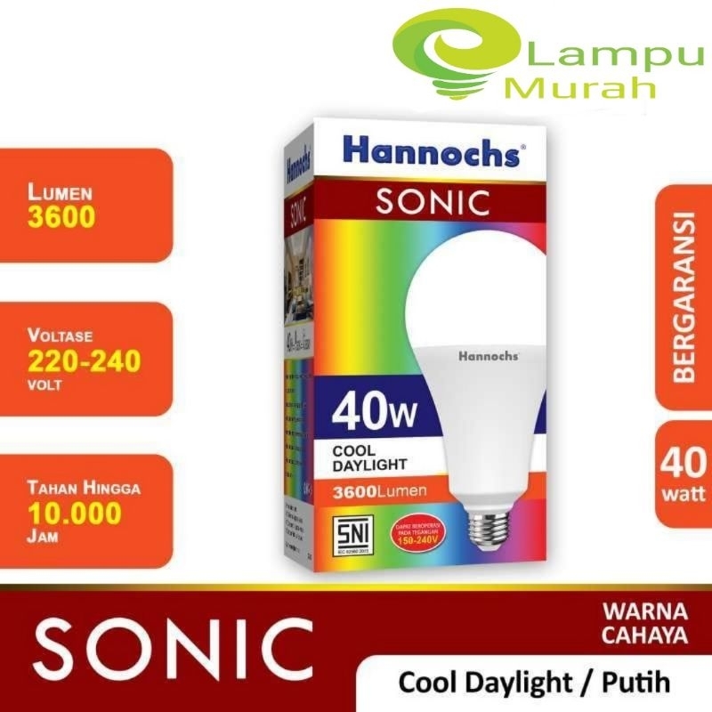 Lampu Led HANNOCHS SONIC 40 Watt - Led A Bulb Hannochs Sonic 40 Watt Body Jumbo Cahaya Putih