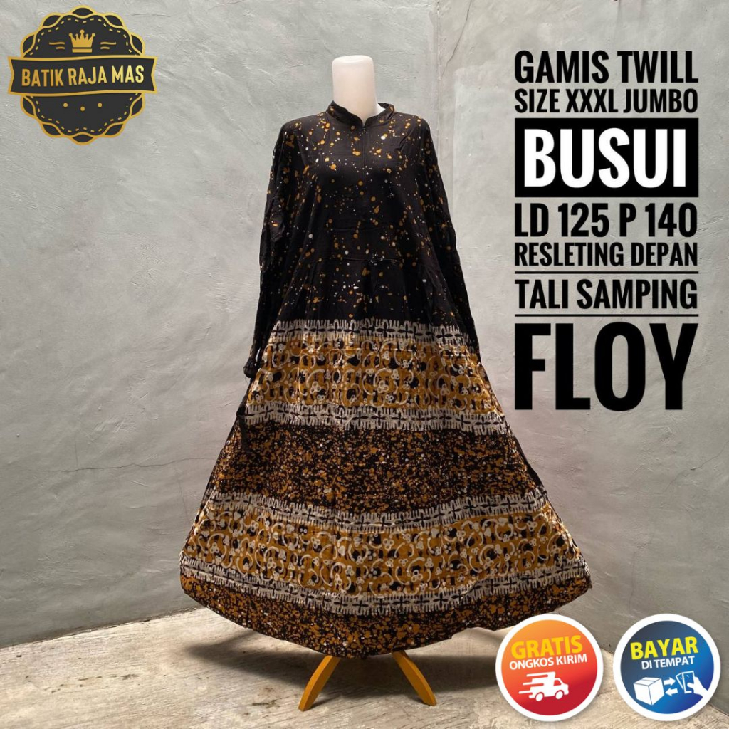 Gamis Jumbo Wanita Twill Ori Pekalongan Ibu Ibu Orang Tua Dewasa Syari Raya Lebaran Busui Friendly R