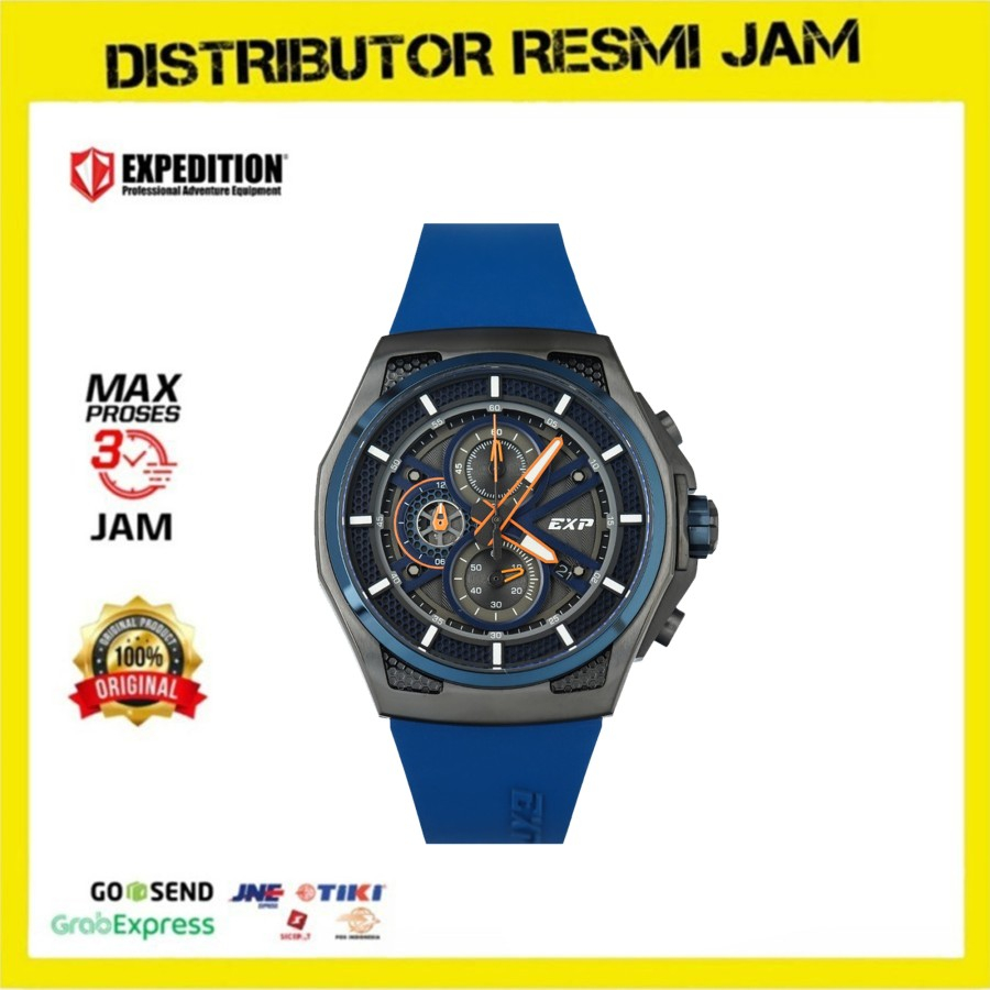 Jam Tangan Pria Expedition E6842 E 6842 Blue Rubber Strap