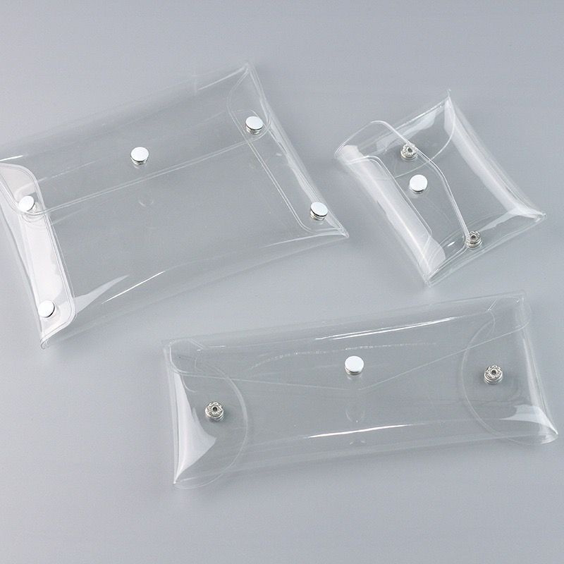 Pouch make up dompet kosmetik mini lucu transparan bening polos persegi aesthetic estetik simple serbaguna organizer bag travel traveling plastik pvc tebal waterprof anti air