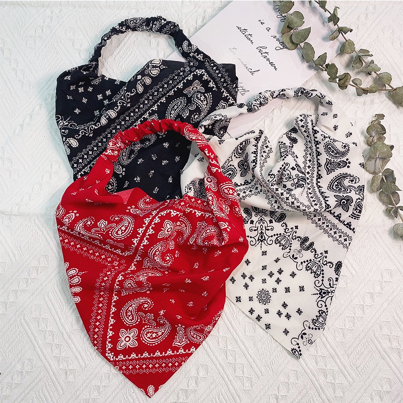 Bando Bandana Turban Elastis Scraft Multifungsi Korea Fashion Wanita Hair Aksesoris Rambut Bohemia Headband / Headband Triangle Woman Scraf Bahan Satin dan Katun Motif Polos Wanita