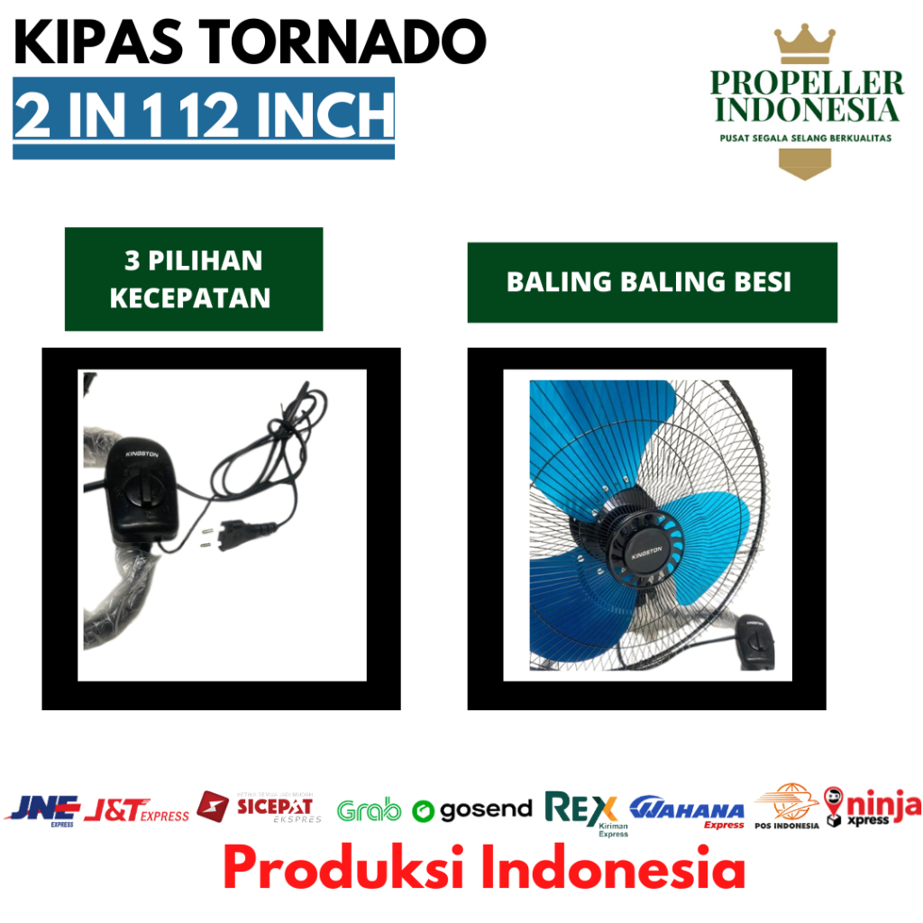 Kipas Angin Tornado Besi 2in1 16Inch dan 17Inch Desk Fan Wall Fan Kipas Dinding