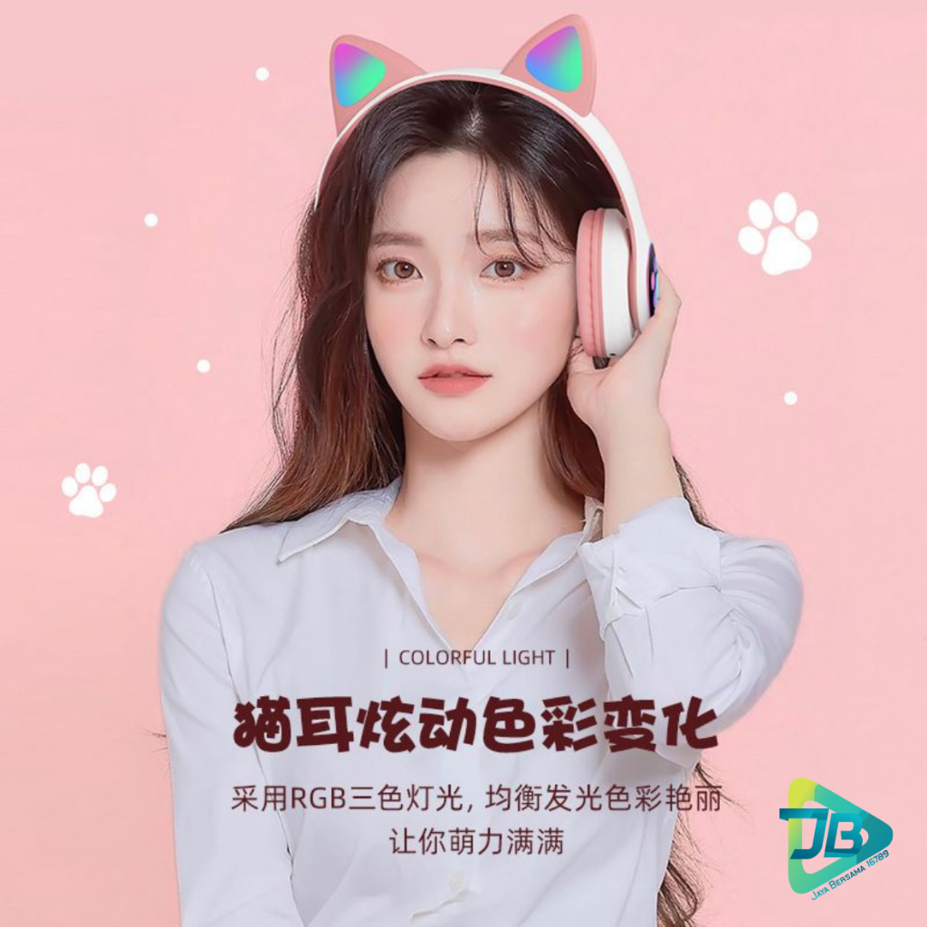 ￼HF BANDO HEADPHONE B39 STN28 KUCING KARAKTER LED COLOR HEADSET GAMING BLUETOOTH WIRELESS GAME HEADSET CAT EAR LED BANDO ANAK PEREMPUAN CEWEK WANITA HEADSET LED RGB HEADSET KOMPUTER HEADPHONE LAPTOP JB9021