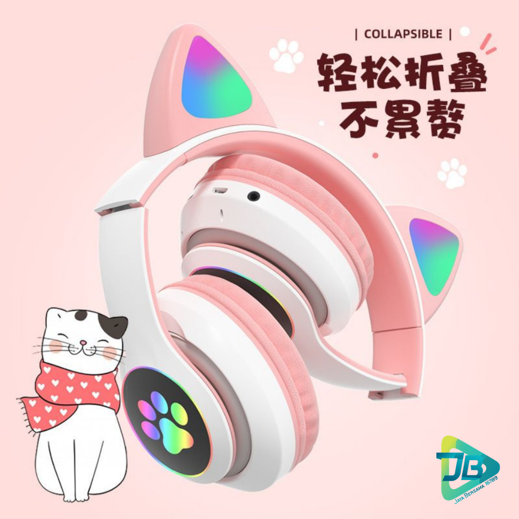 ￼HF BANDO HEADPHONE B39 STN28 KUCING KARAKTER LED COLOR HEADSET GAMING BLUETOOTH WIRELESS GAME HEADSET CAT EAR LED BANDO ANAK PEREMPUAN CEWEK WANITA HEADSET LED RGB HEADSET KOMPUTER HEADPHONE LAPTOP JB9021