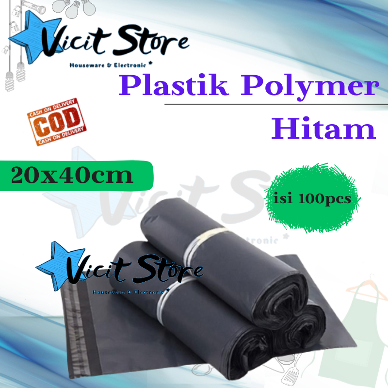 Plastik Polymer Hitam /Kantong Plastik Olshop Hitam 20x40cm isi 100pcs