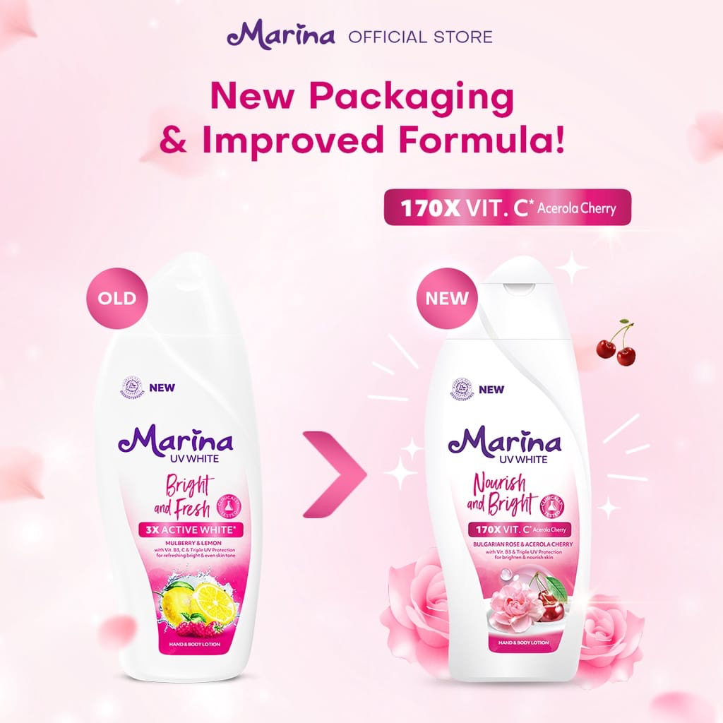 `ღ´ PHINKL `ღ´ Marina NATURAL WARNA  hand and Body Lotion dengan SPF anti UV