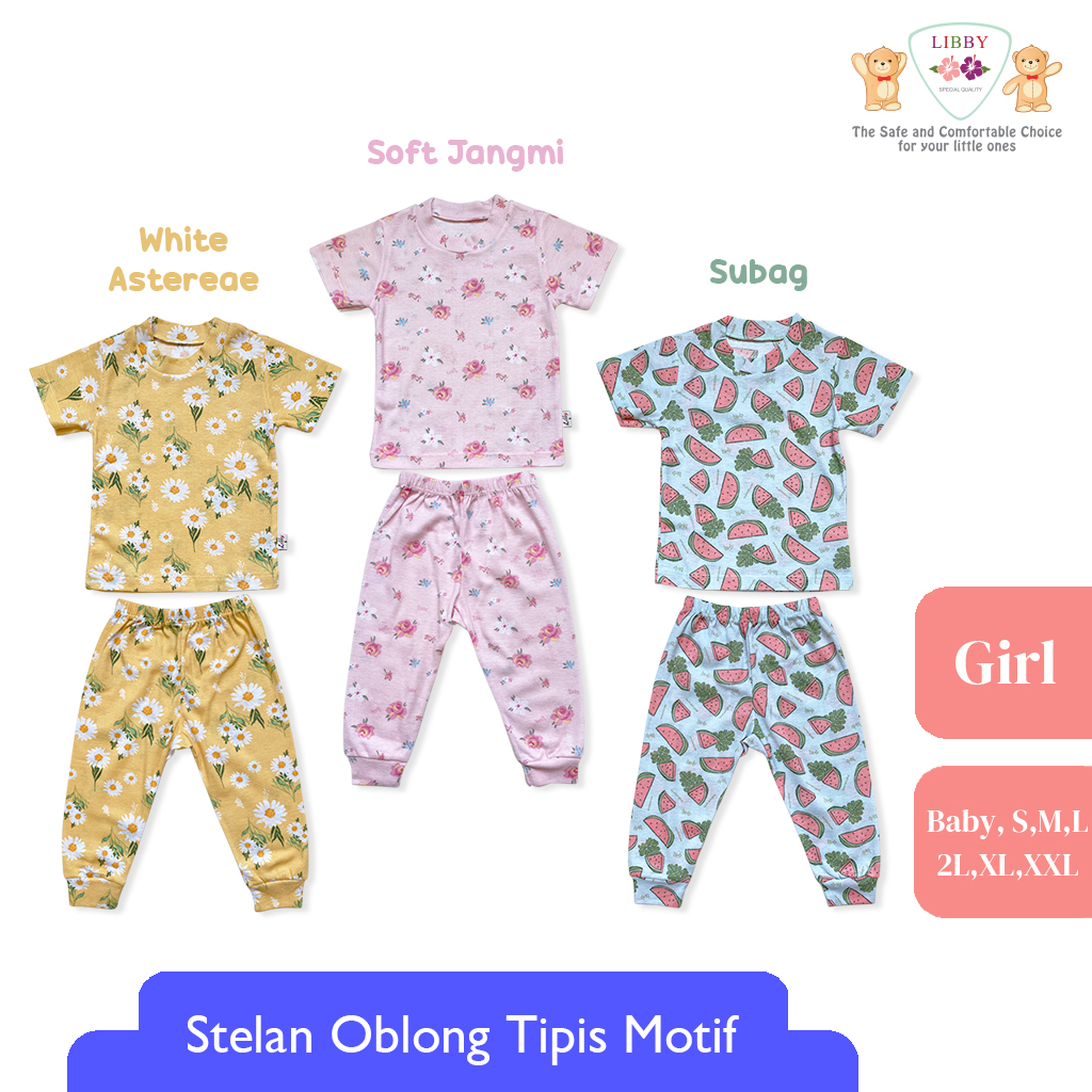 LIBBY Stelan Oblong Tipis Cotton Rib Pendek - Celana Panjang Series