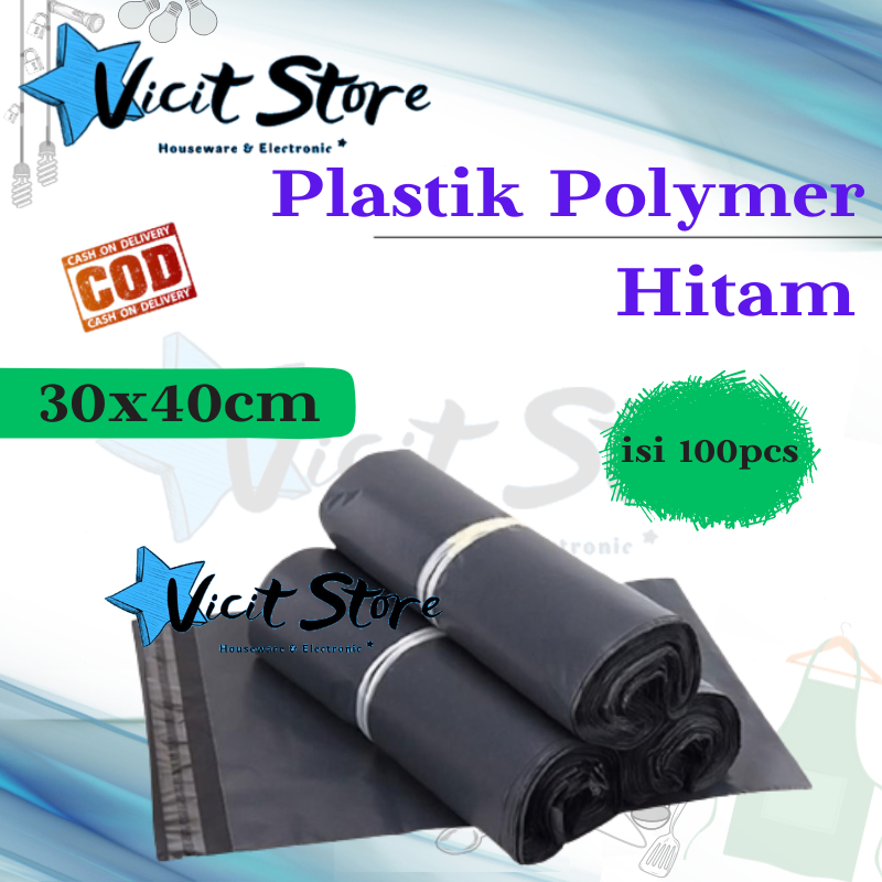 Plastik Polymer Hitam /Kantong Plastik Olshop Hitam 30x40cm isi 100pcs