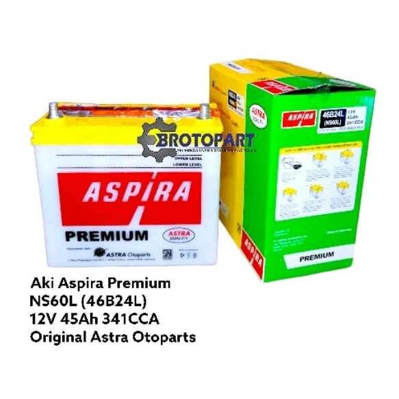Aki Mobil Suzuki Ertiga, Baleno, Aerio Accu ASPIRA Premium NS60L basah 45Ah