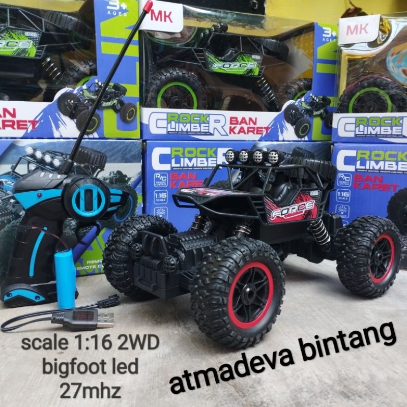 MAINAN MOBIL REMOTE RC OFFROAD SUPER CLIMBING SCALE 1:20 2WD BATRE CASH / RC BIGFOOT BODY NYALA LAMPU LED BISA COD BAYAR DI TEMPAT