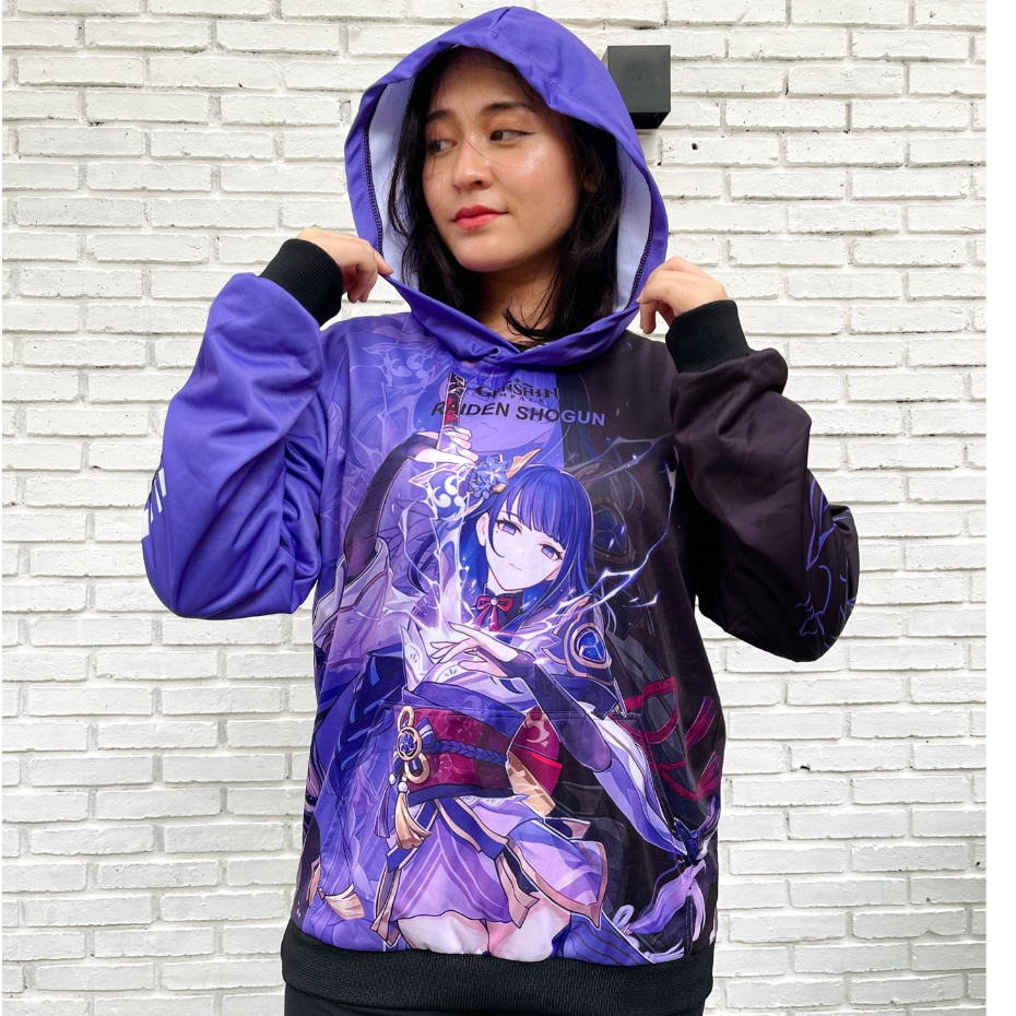 Hoodie Raiden Shogun Genshin Impact Anime Manga Fullprint Adidas Poly