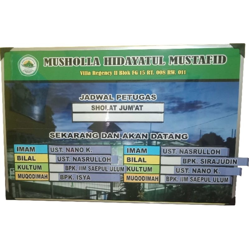 

PAPAN PETUGAS SHOLAT JUM'AT GLOSY