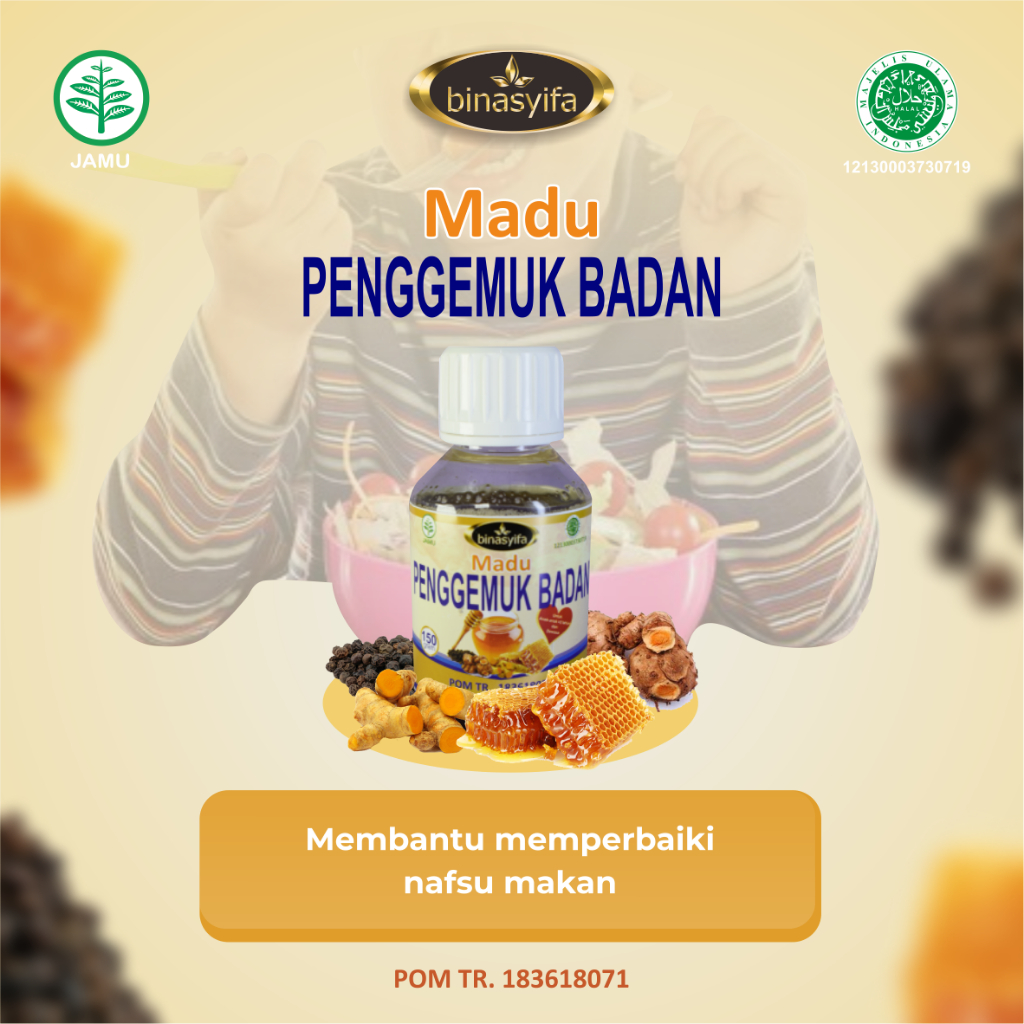 

Madu Herbal Vitamin Suplemen Pengemuk Penggemuk Gemuk Penambah Berat Badan Penafsu Napsu Nafsu Makan Anak Pria Wanita Dewasa Racikan Farmasi Susu Penggemuk Badan Bpom