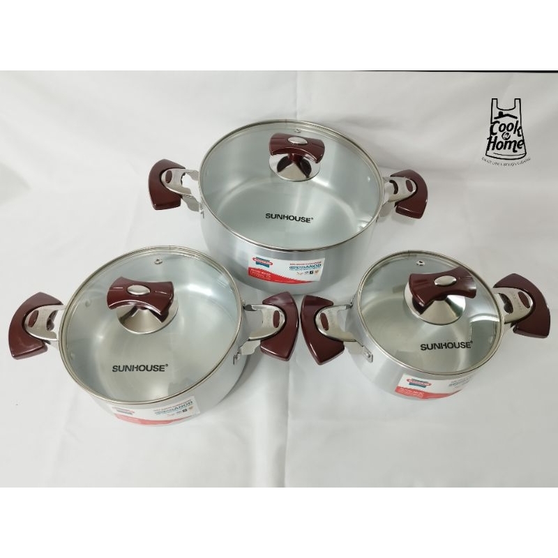 Panci Set Anodized SH66333 (16,20,24cm) SUNHOUSE