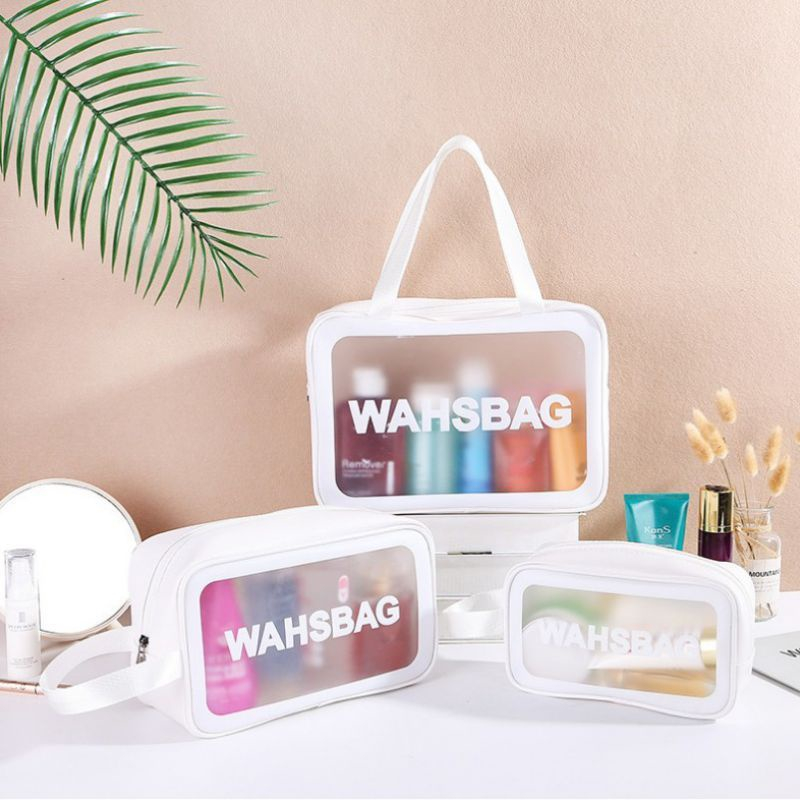 BISA COD!! Tas Kosmetik Washbag Toiletry - Pouch Make-Up Travel Transparan Waterproof / Tas Make Up Aestetic