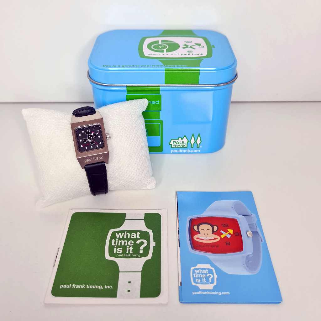 Paul Frank Monkey Watch Koleksi Jam Tangan Analog Fashion Wanita Unisex Stainless Hitam Langka Jadul