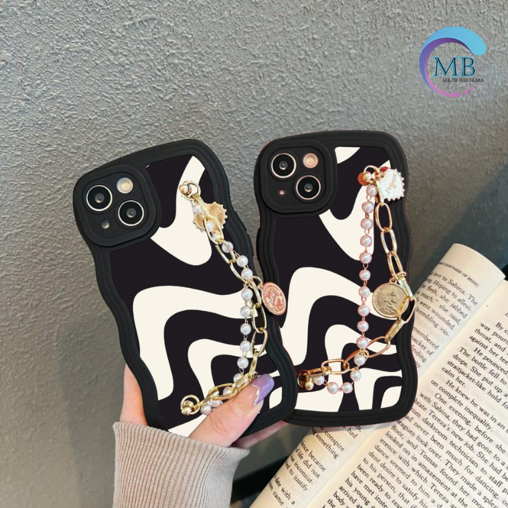 GC44 GC53 CASE CASING SOFTCASE SILIKON WAVY WAVE AESTETHIC RANTAI MUTIARA GRIP FOR REALME 8 8PRO 8I 9I A36 A76 A96 9 9 PRO PLUS 10 4G MB8190