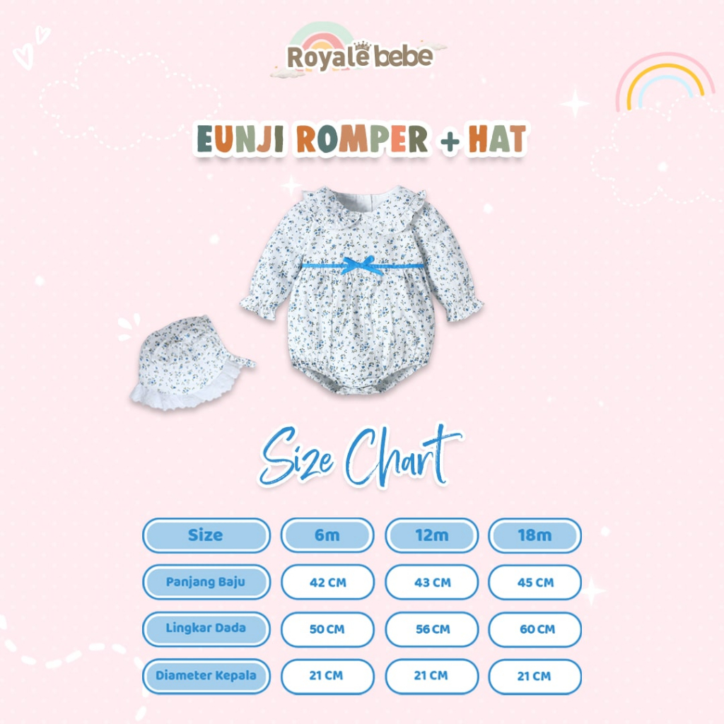 ROYALE BEBE CHIN SUN ROMPER / EUNJI ROMPER / TRICIA ROMPER / HAE SUN ROMPER / HAE RAN ROMPER BAJU ROMPER ANAK BAYI + HEADBAND / TOPI ROMPER ANAK BAYI PEREMPUAN 6-18 BULAN