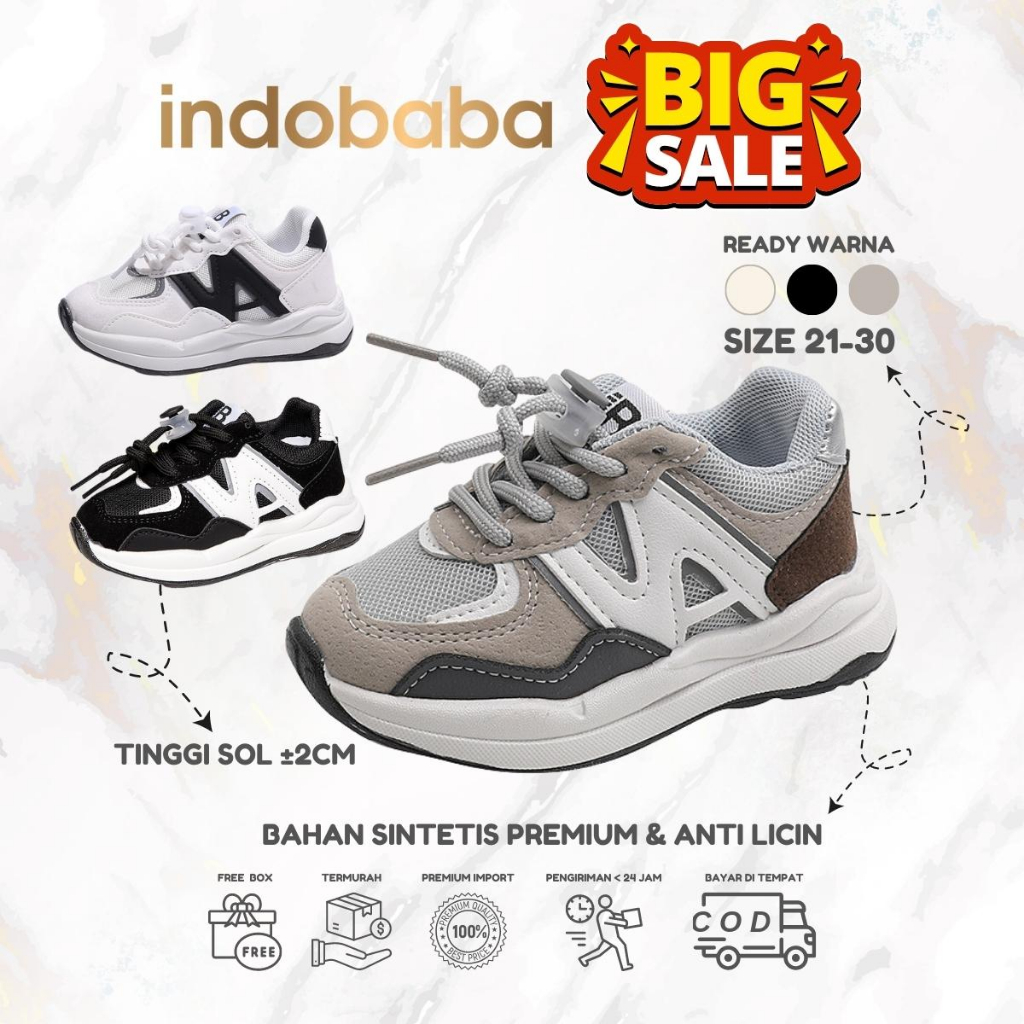 indobaba Sepatu Anak Perempuan Sneakers Anak Import Fashion 1-5 Tahun S155