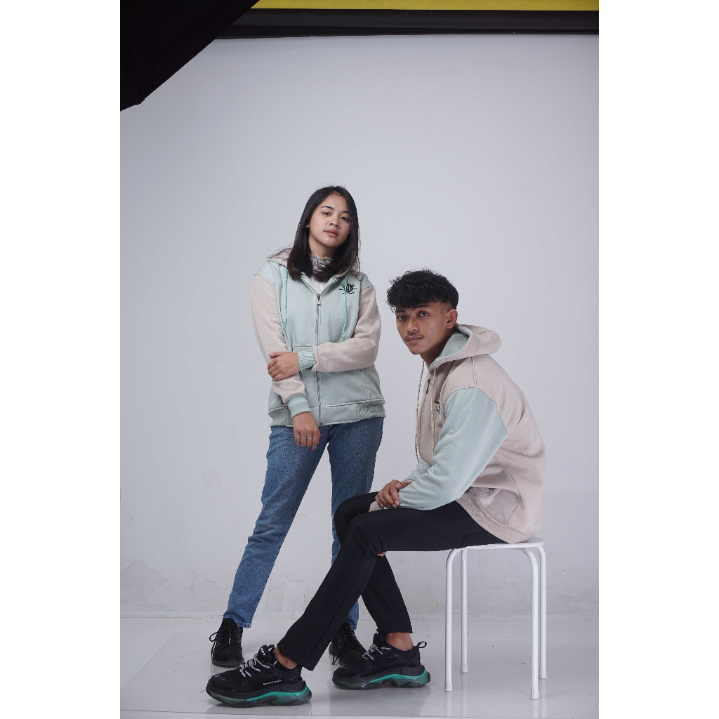 SWEATER HOODIE ZIPPER KOMBINASI ONTHEWIND-OTW-ORIGINAL PREMIUM UNISEX-SWITER COUPLE