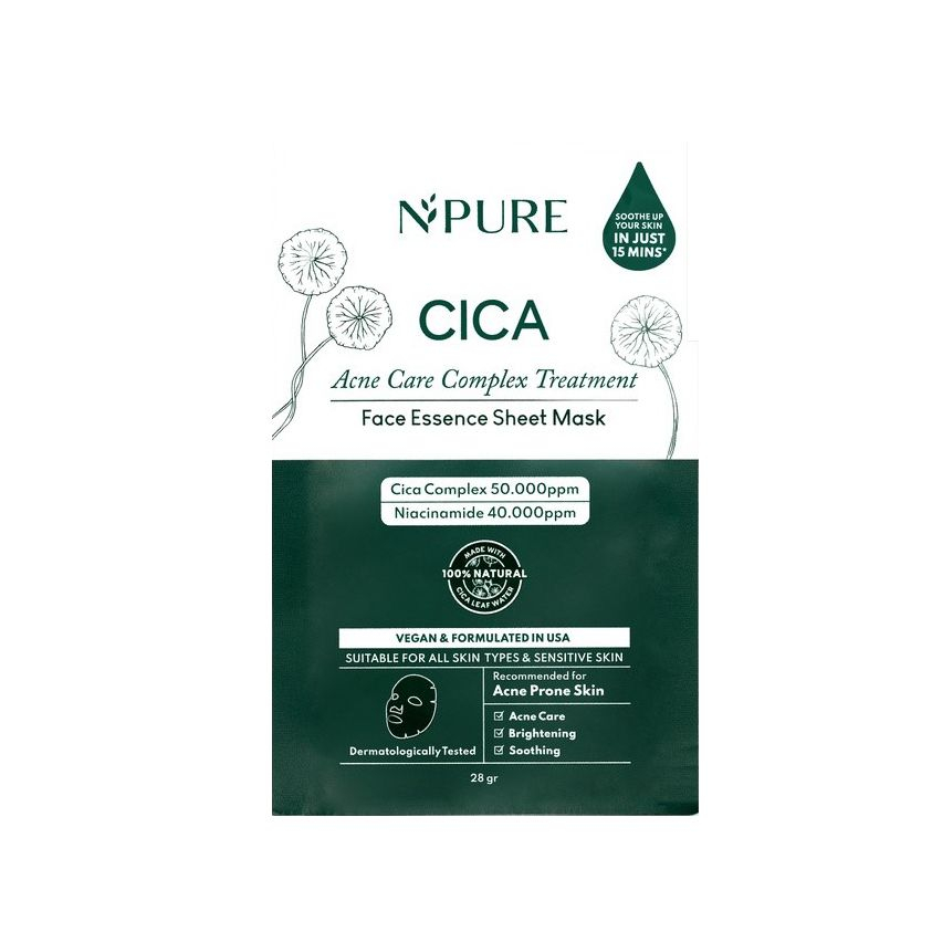 N'PURE / NPURE CICA Acne Care Complex Treatment Face Essence Sheet Mask Masker Wajah