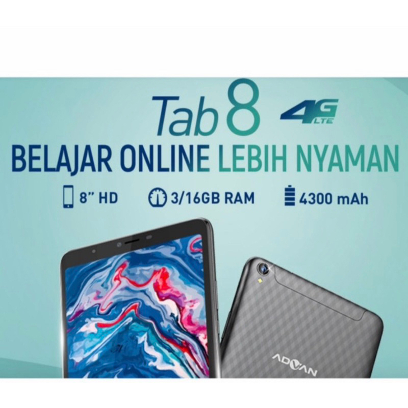 Tablet Advan Tab 8 4G LTE Ram 3/16GB garansi Advan setahun
