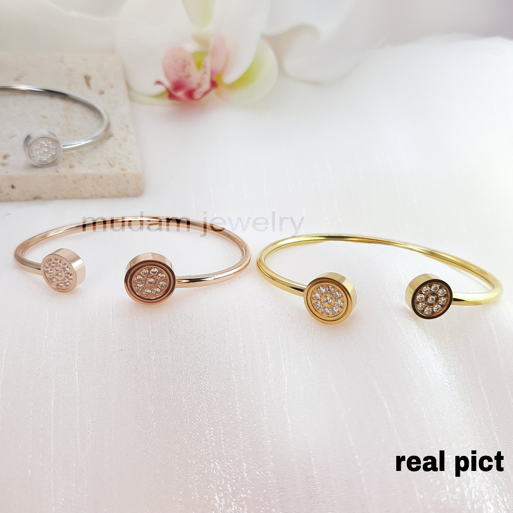 Gelang Lentur Model Gelang Kesehatan Lingkaran Mata Tanam Dan Magnet Tersedia Warna Rose Gold, Gold dan Silver