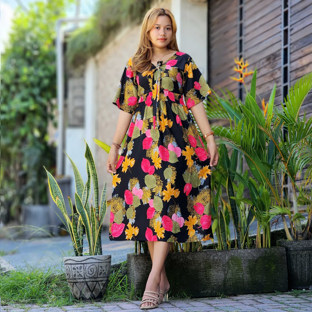 Dress Pinka Motif Azalea Terlaris Bali