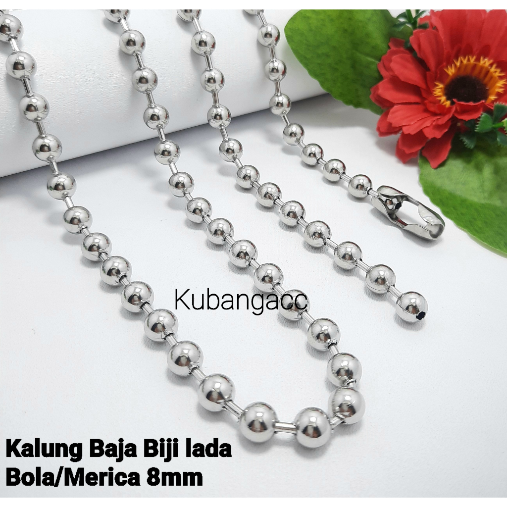Rantai Pria Keren Kalung Pria Kalung Stanlissteal. Kalung Biji Lada  8MM Kalung Monel Anti Karat