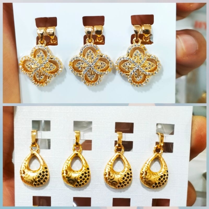 Liontin xuping wanita berlapis emas dengan mata zircon