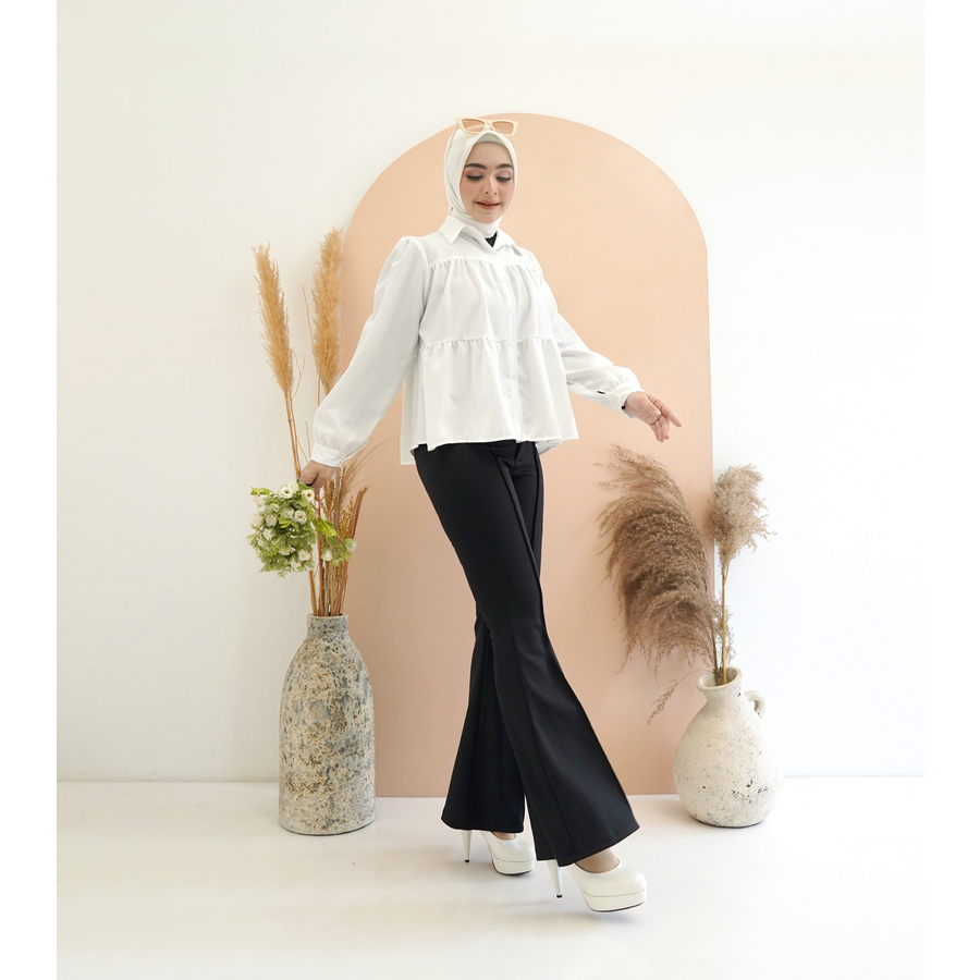 Kemeja Atasan CINDY Motif Basic Kualitas Import Bahan Shakila