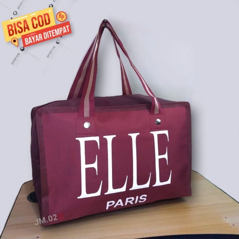 Shopping Bag Tas Belanja Lipat Serbaguna Elle Paris Tas Travel Mudik wadah Baju Tas Loundry Cucian Tas Serut Tote Bag Tas Belanja Kain Lipat Anyaman Karung Ukuran Kecil Sedang super Jumbo