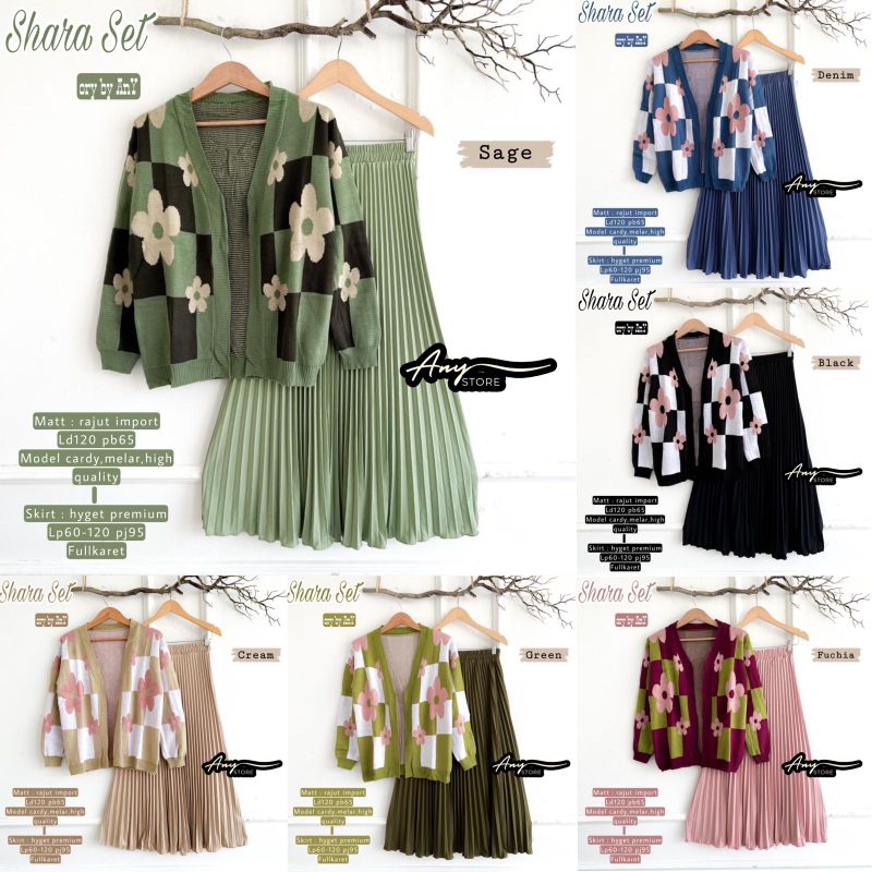 One Set Cardi Rok Rajut Jumbo Shara Setelan Any