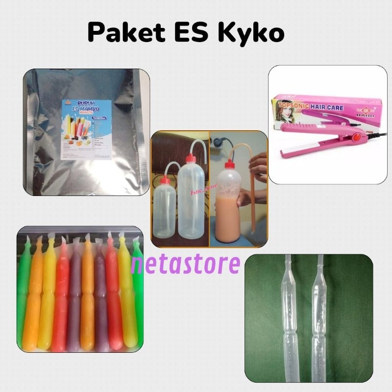 (murah) PAKET ES KYKO LENGKAP, BUBUK ES, BOTOL, CATOKAN, PLASTIK ES KIKO