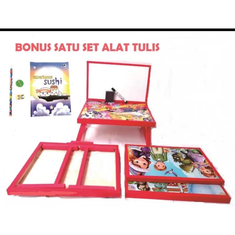 MEJA LIPAT ANAK FREE SPIDOL DAN PENGHAPUS BONUS 1PCS BUKU TULIS PENCIL DAN PENGHAPUS - Meja belajar anak - Alat tulis anak - Perllrngkapan belajar anak - Set belajar anak - Meja belajar dan papan tulis - Meja belajar karakter